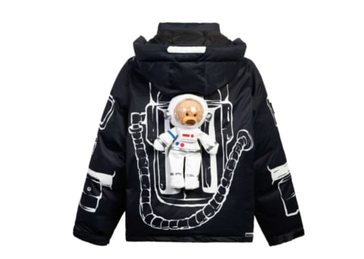 13De Marzo NASA Astronaut Teddy Bear Painted Down Jacket Black