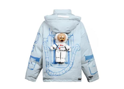 13De Marzo NASA Astronaut Teddy Bear Painted Down Jacket Blue