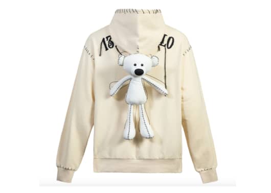 13De Marzo Teddy Bear Suture Hoodie Cream