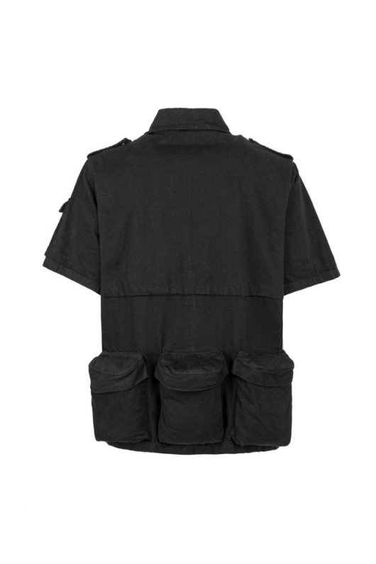 Galliano Landor CapSule Pocket Short Sleeve Denim Jacket Black - Image 2
