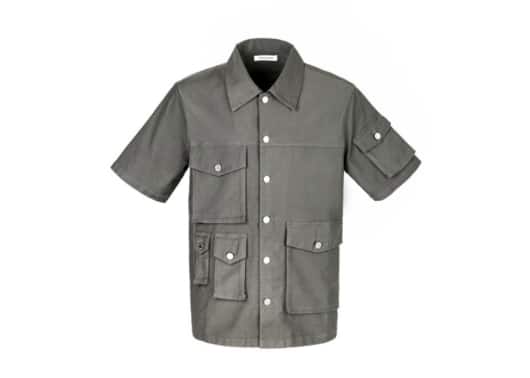 Galliano Landor Cotton-Blend Twill Cargo Short Sleeve Shirt Grey