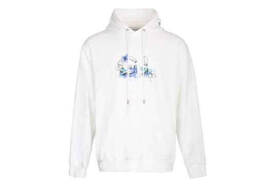 Galliano Landor Drum Print Hoodie White