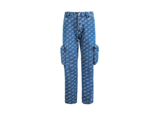 Galliano Landor Logo Signature Denim Pants Blue