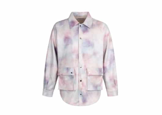 Galliano Landor Suede Fabric Green Tone Tie-Dye Print Jacket Pink
