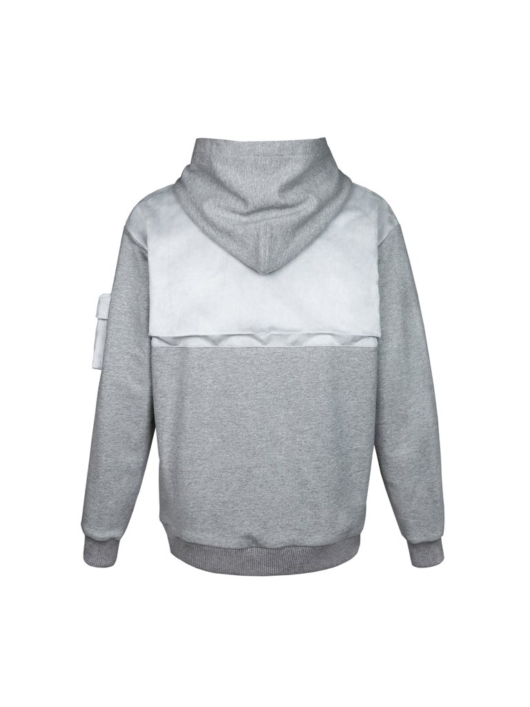 Galliano Landor Suede Fabric Pockets Zip Hoodie Grey - Image 3