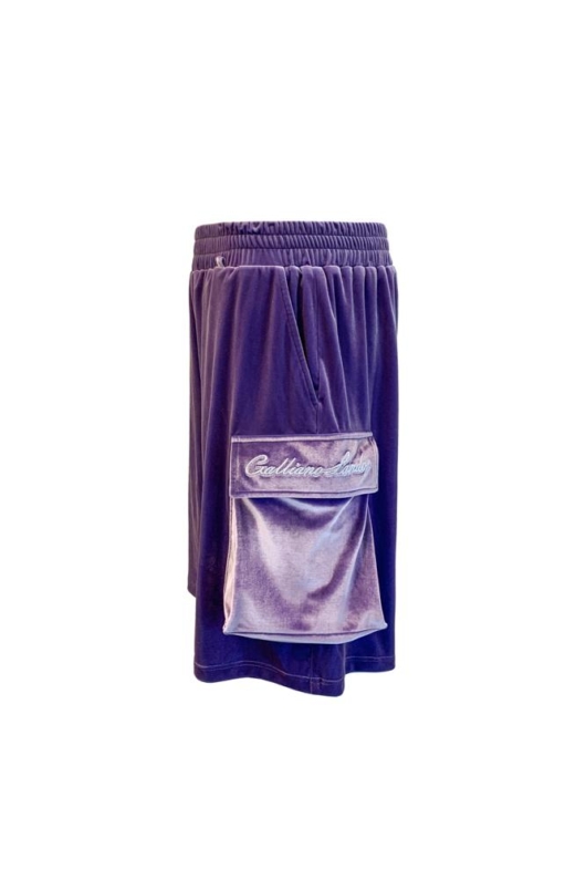 Galliano Landor Velvet Shorts Violet - Image 2