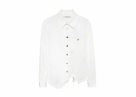 Galliano Landor Irregular Serrated Hem Long Sleeve Shirt White