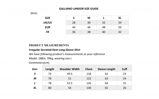 Galliano Landor Irregular Serrated Hem Long Sleeve Shirt White - Image 3
