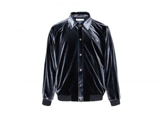 Galliano Landor Logo Embroidery Velvet Bomber Silvery Grey