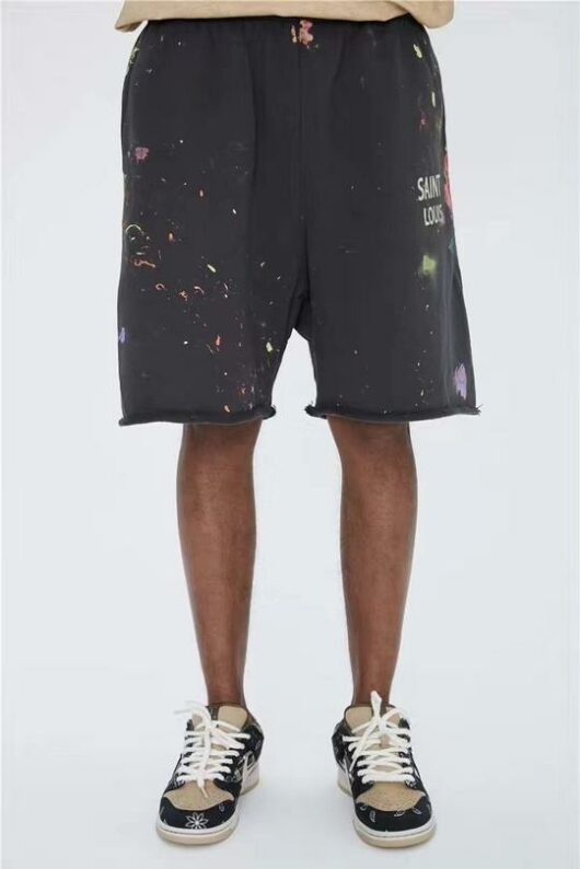 Saint Louis Painted Sweat Shorts Washed Black