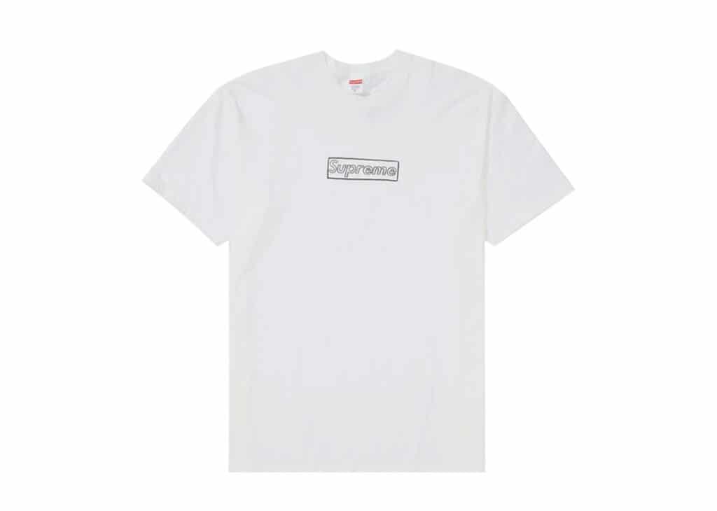 supreme kaws chalk logo tee white