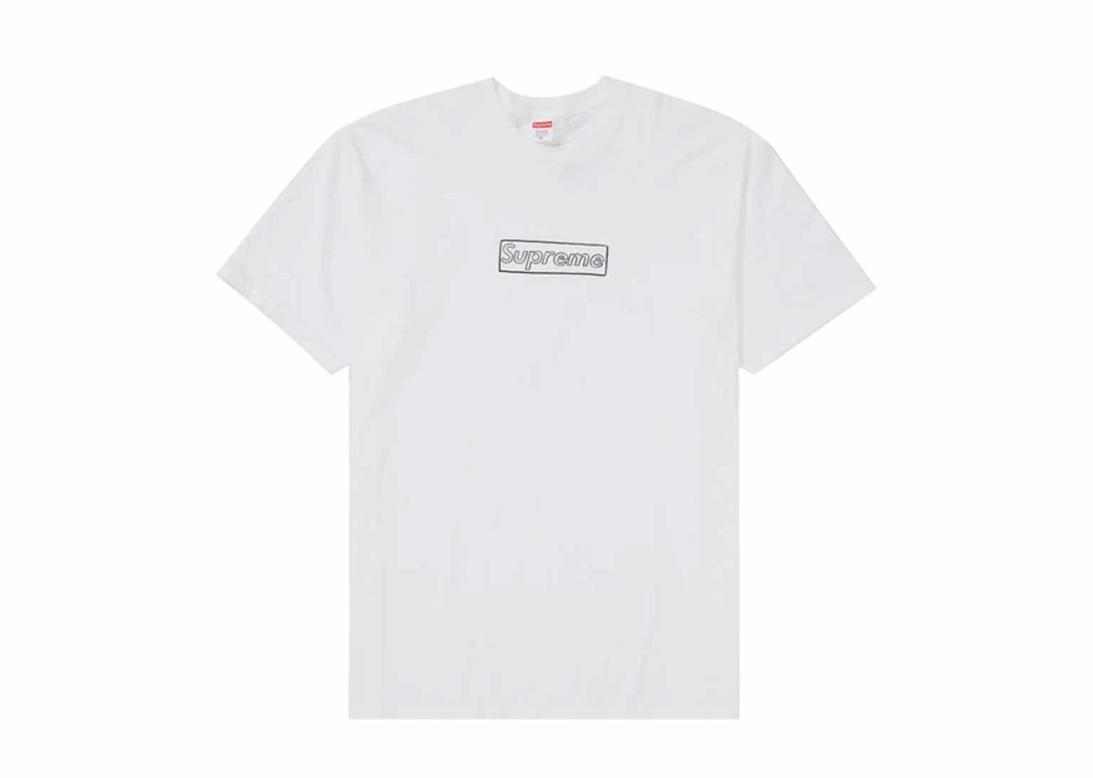 supreme kaws chalk logo tee white
