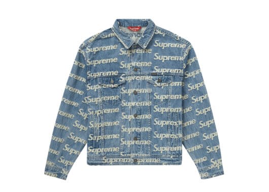 Supreme Frayed Logos Denim Trucker Jacket Blue