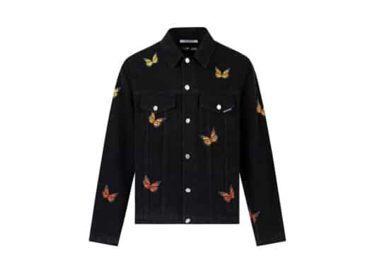 13De Marzo Butterfly Embroidered Denim Jacket Black