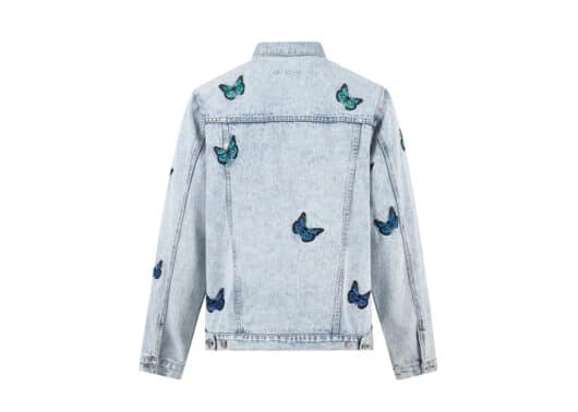 13De Marzo Butterfly Embroidered Denim Jacket Blue - Image 2