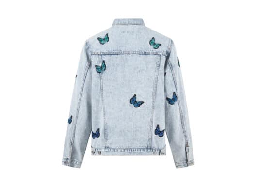 13De Marzo Butterfly Embroidered Denim Jacket Blue