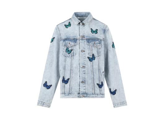 13De Marzo Butterfly Embroidered Denim Jacket Blue