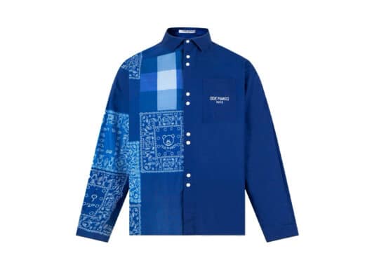13De Marzo Paisley Palda Bear Patchwork Shirt Blue - Image 2