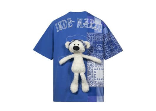 13De Marzo Paisley Palda Bear Patchwork Tee Blue