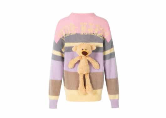 13De Marzo Teddy Bear Mohair Stripe Sweater Orchid Bloom Purple