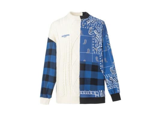 13De Marzo Teddy Bear Paisley Patchwork Sweater White/Blue - Image 2