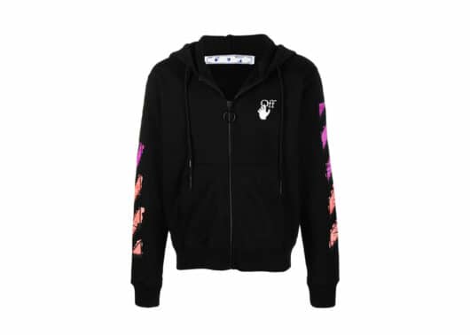 Off White Marker Slim Zip Hoodie Black Fuchsia