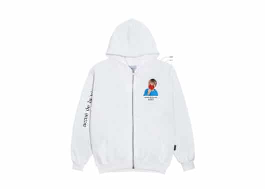 ADLV Baby Face Heart Boy Zip Hoodie White