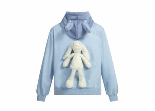 13De Marzo Rabbit Ear Fur Hoodie Blue