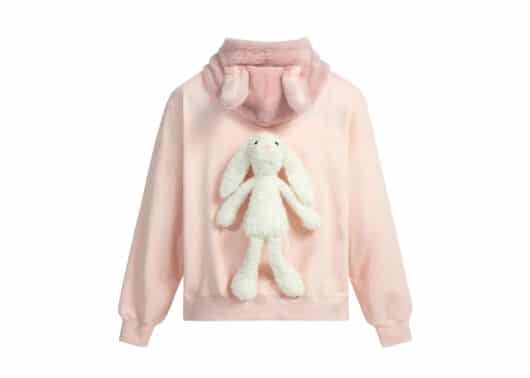 13De Marzo Rabbit Ear Fur Hoodie Pink