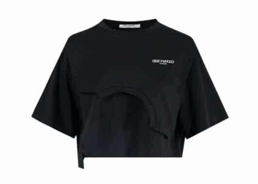 13De Marzo Rhinestone Fake Two Piece Broken Tee Black