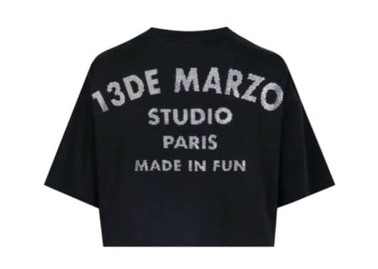 13De Marzo Rhinestone Fake Two Piece Broken Tee Black - Image 2