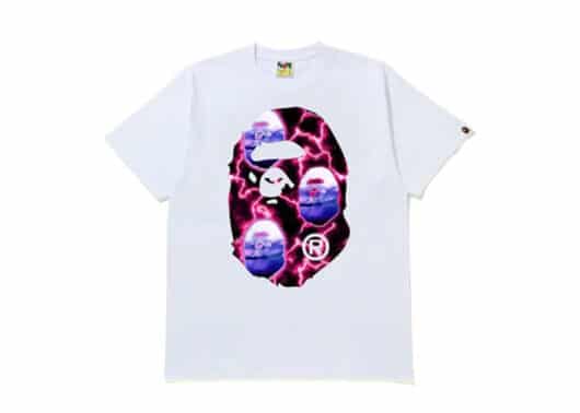 Bape Big Ape Head Pink Lightning Tee White