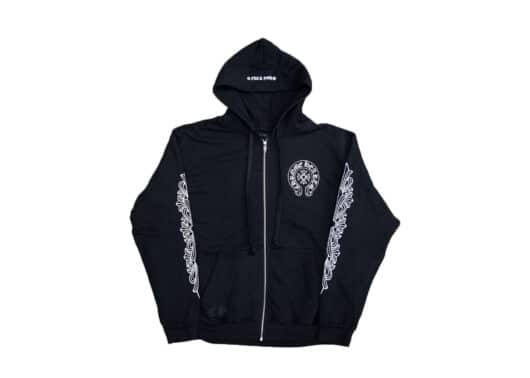 Chrome Hearts Horse Shoe Cross Thermal Zip Up Hoodie Black