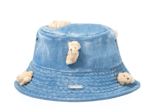 13De Marzo Mini Teddy Bear Cover Denim Bucket Hat Washed Blue