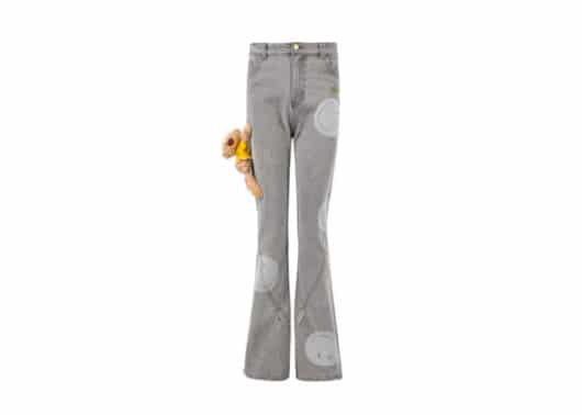 13De Marzo Allover Smiley Thigh Palda Bear Bootcut Jeans Ore Gray