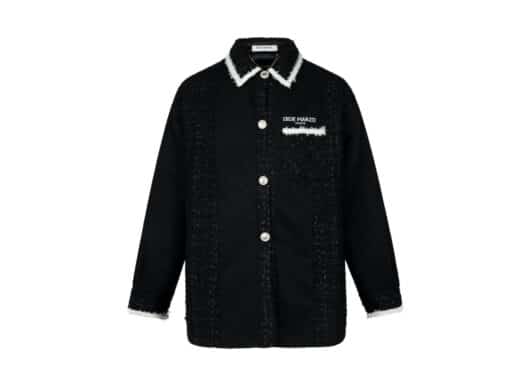 13De Marzo Palda Bear Patch Tweed Shirt Black - Image 2
