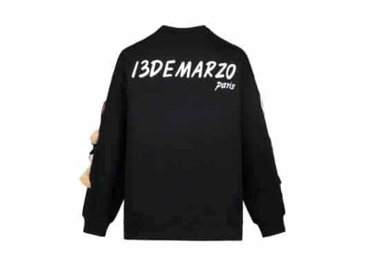 13De Marzo Palda Bear Velcro Patch Crewneck Black - Image 2