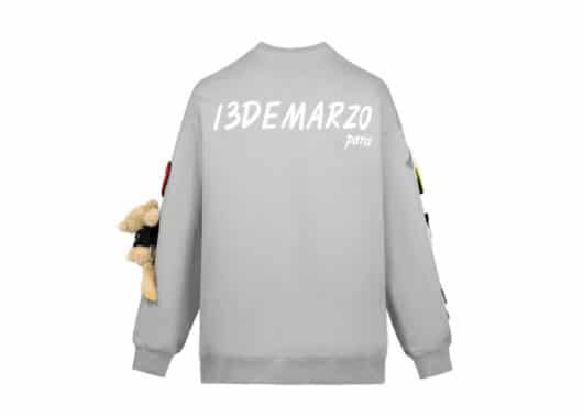 13De Marzo Palda Bear Velcro Patch Crewneck Grey - Image 2
