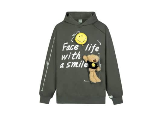 13De Marzo Palda Bear Velcro Patch Ballon Hoodie Dark Gull Gray