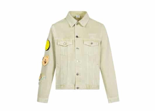 13De Marzo Palda Bear Velcro Patch Denim Jacket Ash Yellow - Image 2