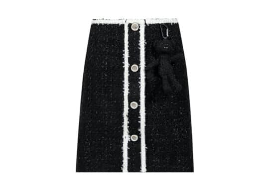 13De Marzo Tweed Palda Bear Package Hip Skirt Black