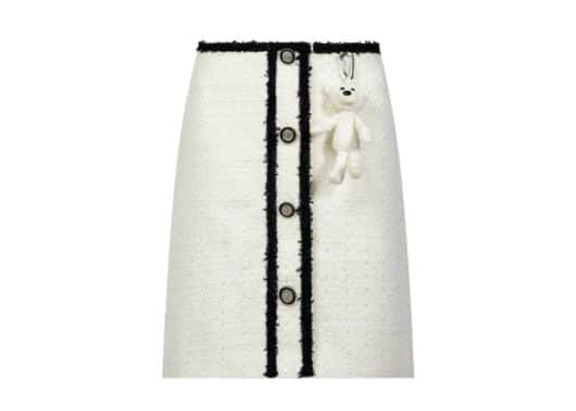 13De Marzo Tweed Palda Bear Package Hip Skirt White