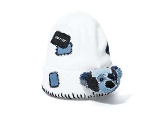 13De Marzo Patchwork Denim Palda Bear Beanie White