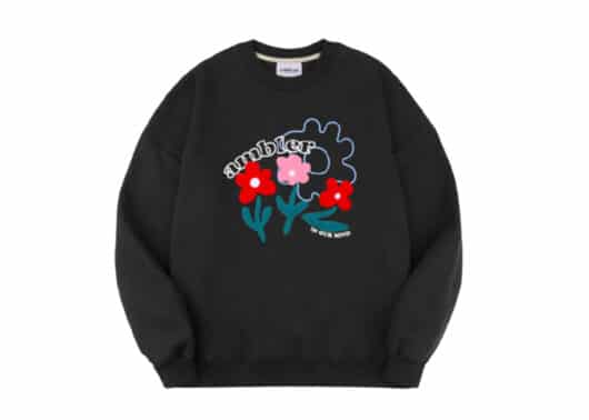 Ambler Flower Crewneck Black AMM912