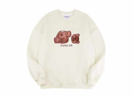 Ambler Oops Bear Crewneck Ivory AMM718