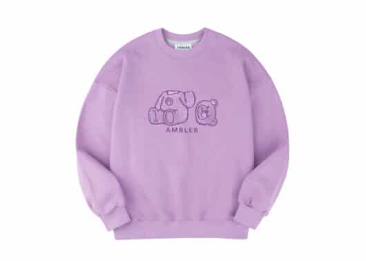 Ambler Oops Bear Crewneck Purple AMM901