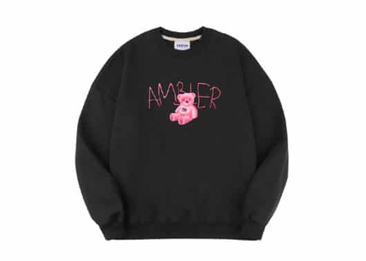 Ambler Pink Bear Crewneck Black AMM811