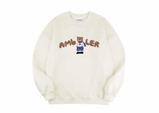 Ambler Winter Bear Crewneck Ivory AMM915
