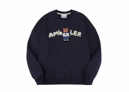 Ambler Winter Bear Crewneck Navy AMM915