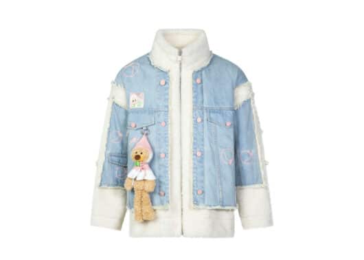 13De Marzo x POP MART Peach Biscuit Stick Lamb Wool Coat Blue
